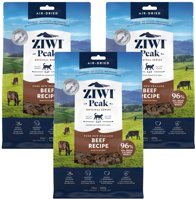 ZIWI Peak 滋益巔峰 全齡貓 紐西蘭巔峰鮮肉貓糧, 400g, 3袋, 牛肉