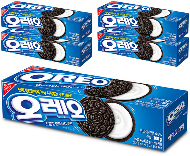 오레오 화이트 크림, 100g, 5개