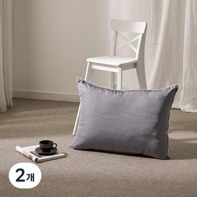 아띠랑스 통세탁 진드기방지 호텔식 엣지 베개솜, 차콜, 2개