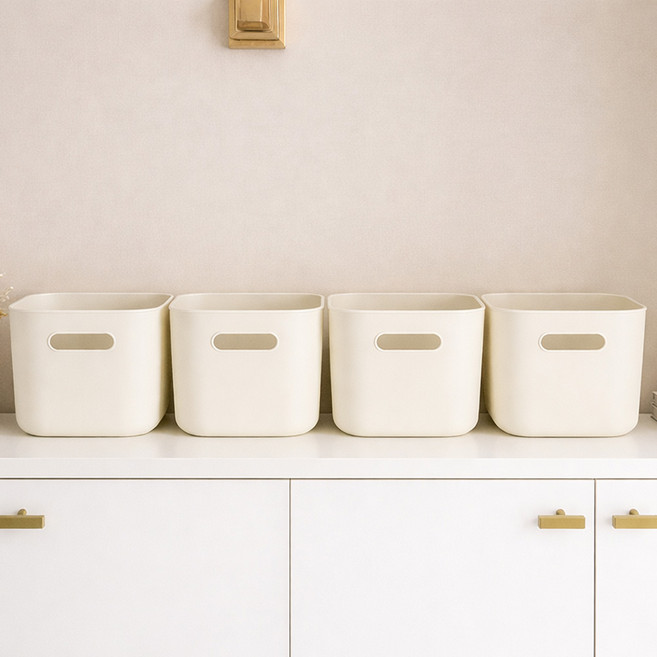보노하우스 국내 제조 로코스 팬트리수납 정리 손잡이 바스켓, 크림, 4개