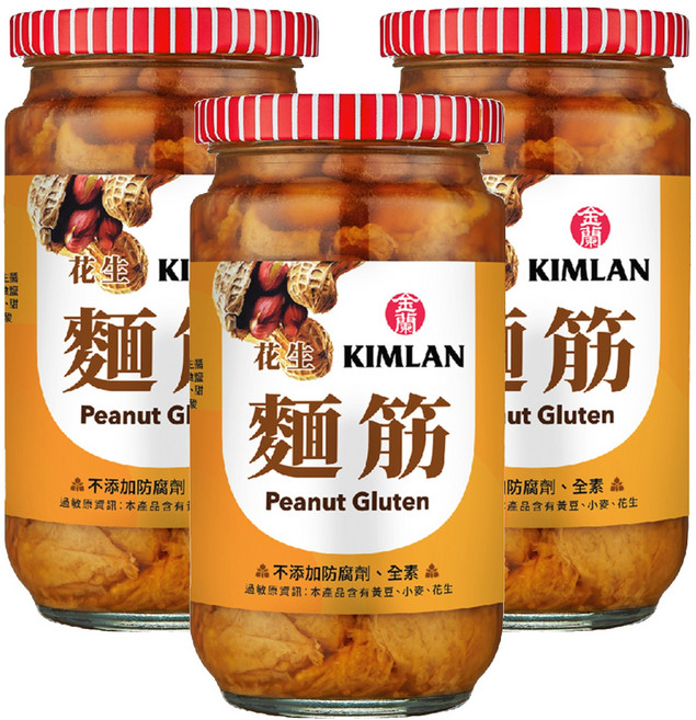 KIMLAN 金蘭 花生麵筋, 396g, 3罐
