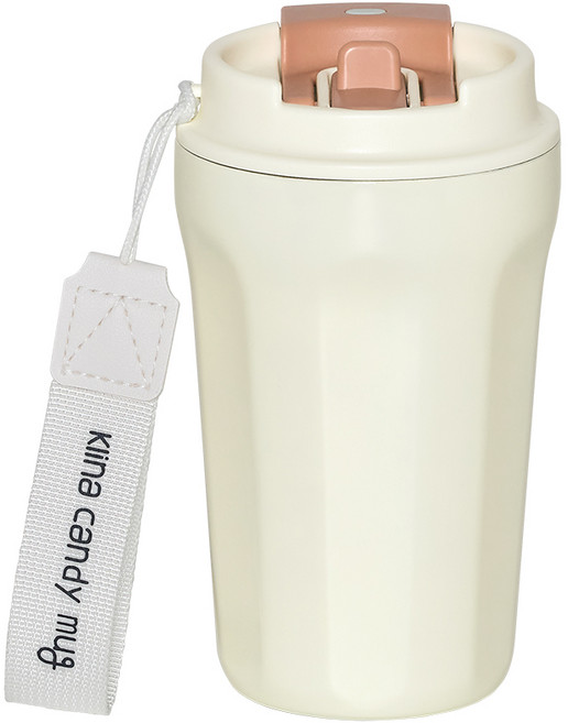 클리나 캔디머그 스텐 보온보냉 빨대 텀블러, 크림라떼, 380ml, 1개