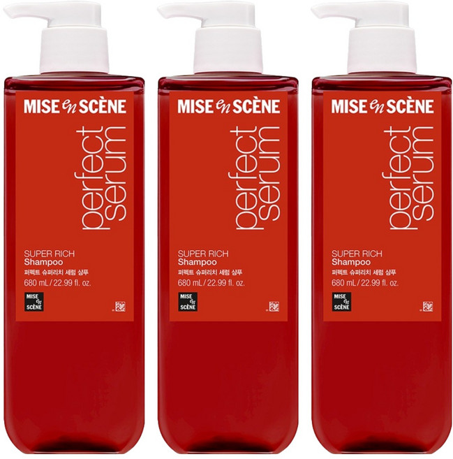 미쟝센 퍼펙트 슈퍼리치 세럼 극손상케어 샴푸 플로럴 머스크향, 680ml, 3개