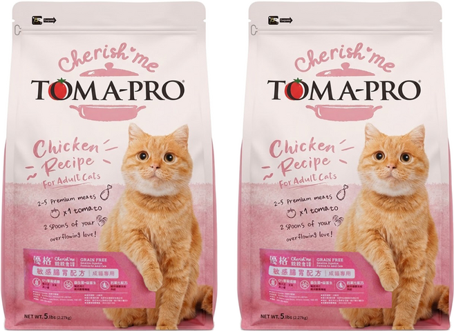 TOMA-PRO 優格 親親食譜 成貓專用 乾飼料, 敏感腸胃配方, 2.27kg, 2袋