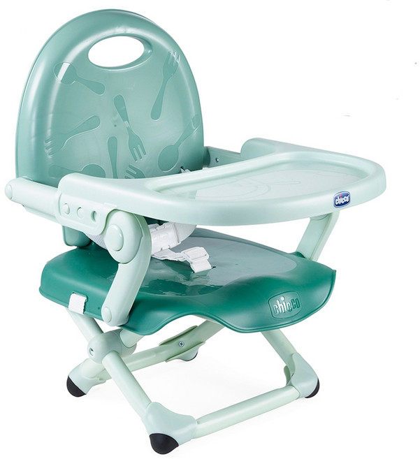 Chicco Pocket snack 攜帶式輕巧餐椅座墊 三點式安全帶 三段式高度調整, 鼠尾草綠, 1個