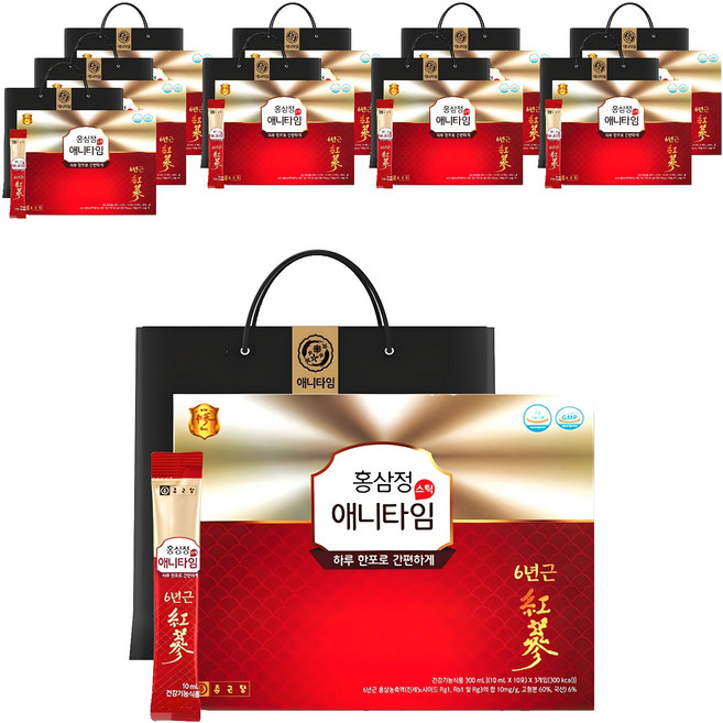 종근당 홍삼정 애니타임 스틱 + 쇼핑백, 30회분, 10개