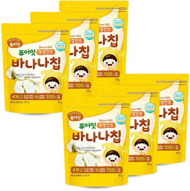 퓨어잇 동결건조 과일칩, 25g, 6개