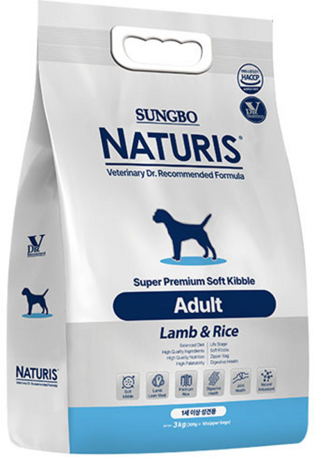 네츄리스 어덜트 슈퍼프리미엄 소프트 강아지 사료, 양, 3kg, 1개
