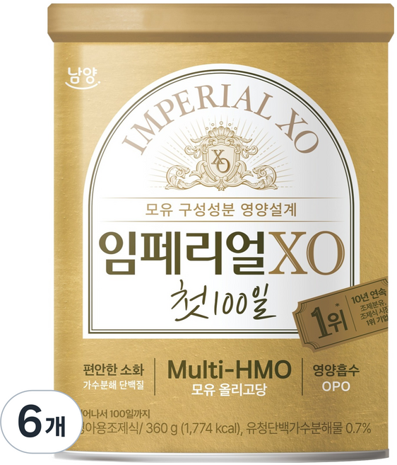 임페리얼XO 첫 100일 분유, 360g, 1개입, 6개
