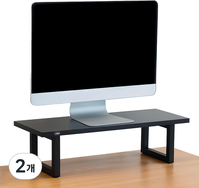 레토 높이 15cm 우드 메탈 모니터 받침대 LMS-PB10, 블랙, 2개