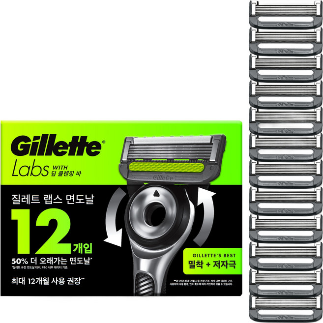 질레트랩스 정품 딥클렌징바 면도날, 12개입, 1개