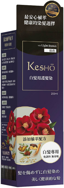 KeSHO 白髮用護髮染, 1個, 棕色