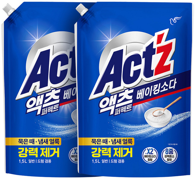 액츠 퍼펙트 베이킹소다 액상세제 리필, 1.5L, 2개