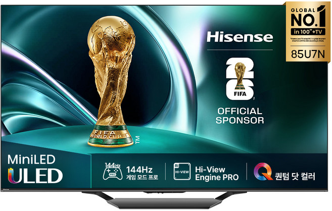 Hisense 하이센스 4K QD Mini LED 스마트TV, 215cm(85인치), 85U7N, 무타공 벽걸이형(추가비용발생), 방문설치