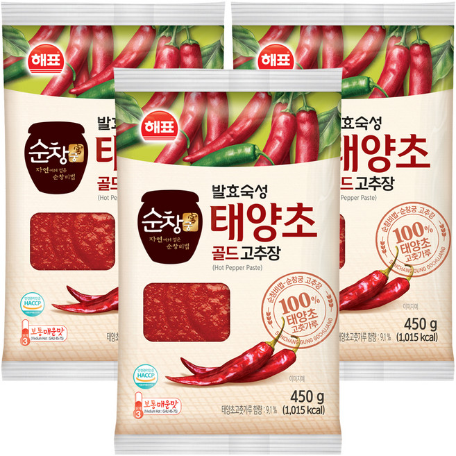 순창궁 태양초 골드 고추장, 450g, 3개