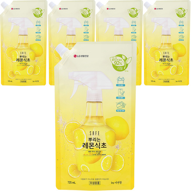 세이프 뿌리는 레몬식초 리필형, 725ml, 5개