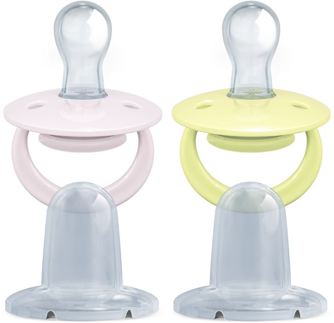 DOS 노리개젖꼭지 2p, 1세트, 바나나스플릿 + 핑크패션, 3세미만