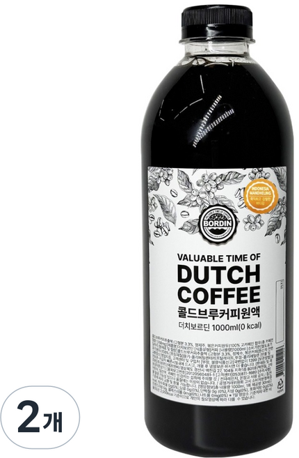 BORDIN 冷萃冰滴咖啡原液 印尼曼特寧, 2個, 1入, 1L