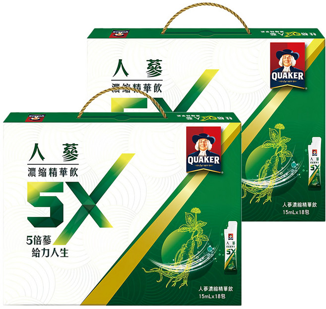 QUAKER 桂格 5X養氣人蔘禮盒, 15ml, 18包, 2盒