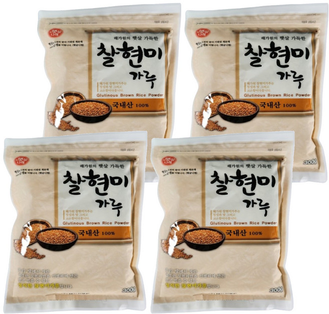 해가원 찰현미가루, 4개, 300g