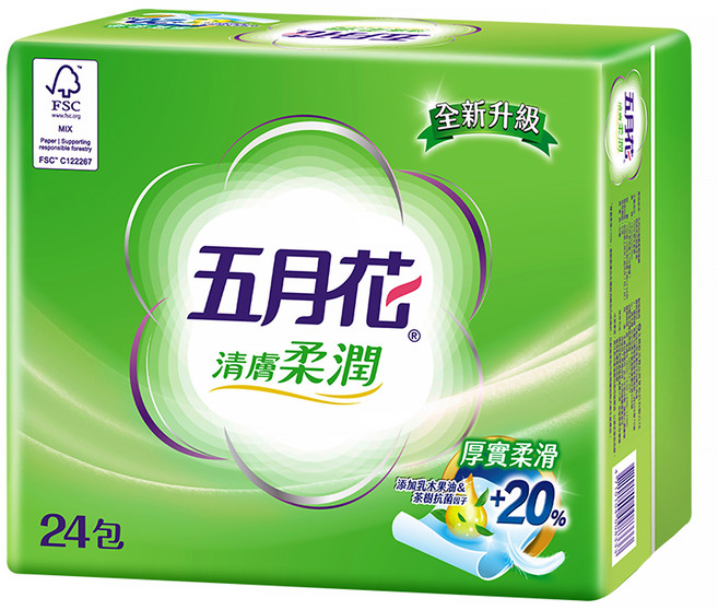 五月花 清膚柔潤 抽取衛生紙, 1袋, 24包