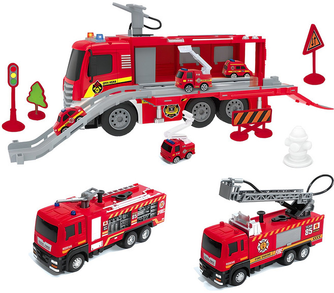 대형 소방차 완구 풀세트 672-2, 혼합색상, 1세트