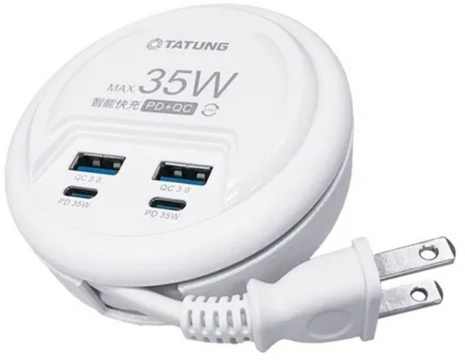 TATUNG 大同 USB供應器35W PD+QC, 白色, 1個