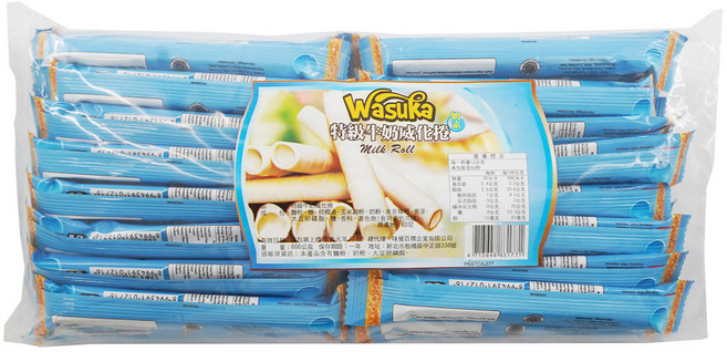 Wasuka 牛奶威化捲, 600g, 1袋