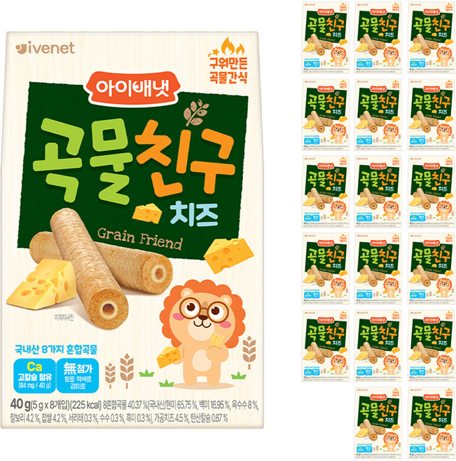 아이배냇 곡물친구, 치즈, 40g, 18개