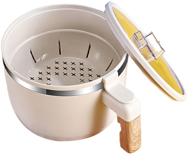 小麥購物 雙層瀝水泡麵碗 附瀝水籃 C581 395g, 米色, 1個