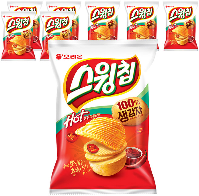 오리온 스윙칩 볶음고추장맛, 60g, 8개