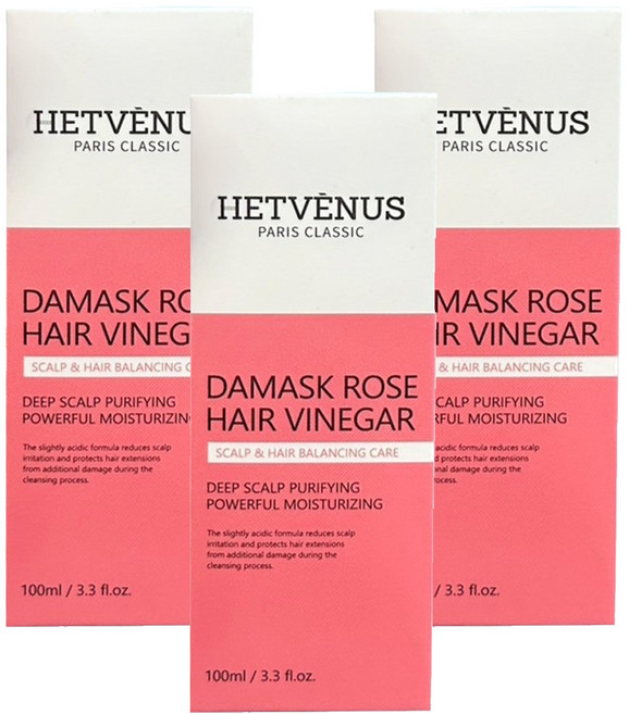 HETVÉNUS 大馬士革玫瑰頭皮淨化護髮醋, 3個, 100ml