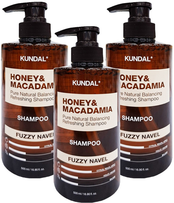 KUNDAL 昆黛爾 蜂蜜&澳洲堅果補水洗髮露 Fuzzy Navel, 500ml, 3瓶