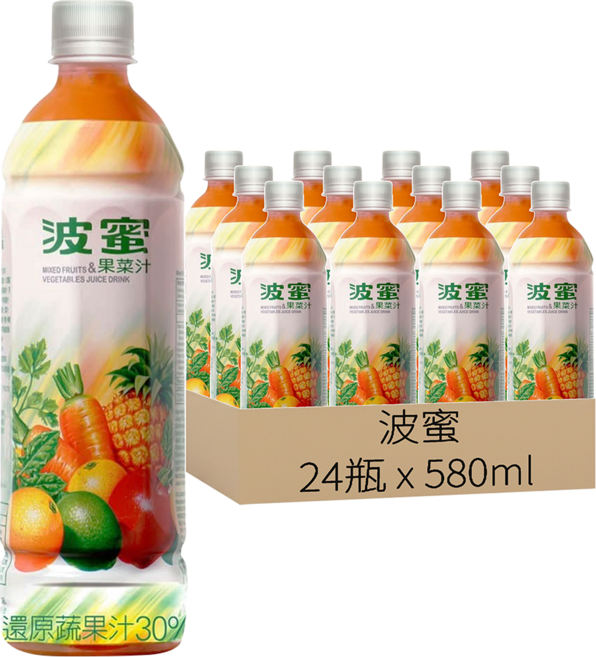 波蜜 果菜汁, 580ml, 24瓶
