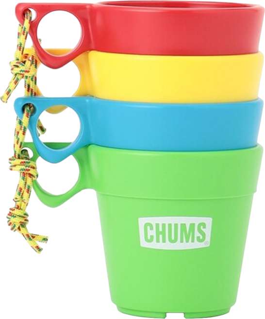 CHUMS Stacking Camper Mug Cup Set 馬克杯組, 藍色 + 紅色 + 綠色 + 黃色, 1組