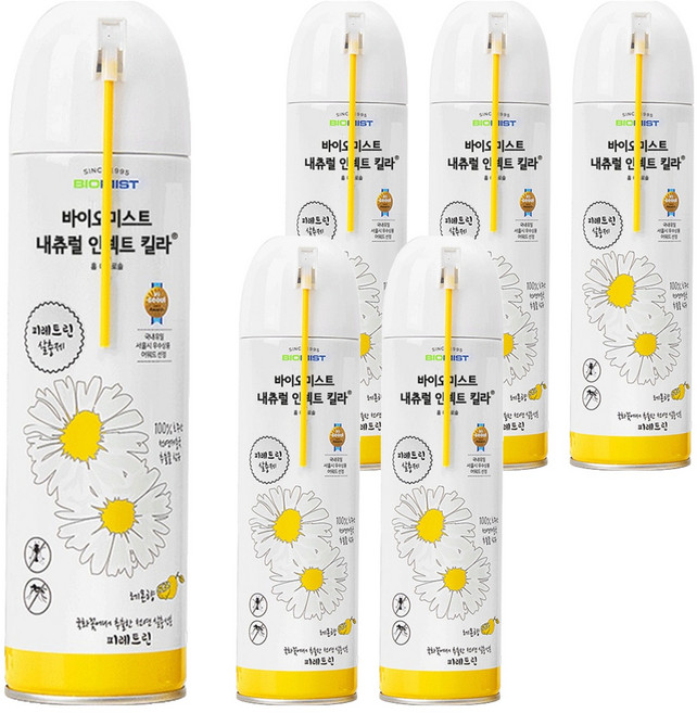 바이오미스트 내츄럴 인섹트 킬라 살충제 레몬향 가정용, 6개