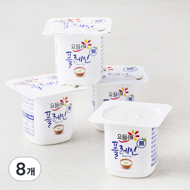 요플레 빙그레 플레인 화이트, 80g, 8개
