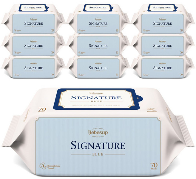 베베숲 시그니처 블루 엠보싱 물티슈 리필형, 75g, 70개입, 10개