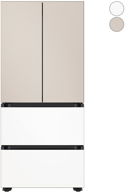 [색상선택형] 삼성전자 BESPOKE AI 김치플러스 4도어 냉장고 490L 방문설치, 새틴베이지,새틴화이트, RQ49DB9402AP