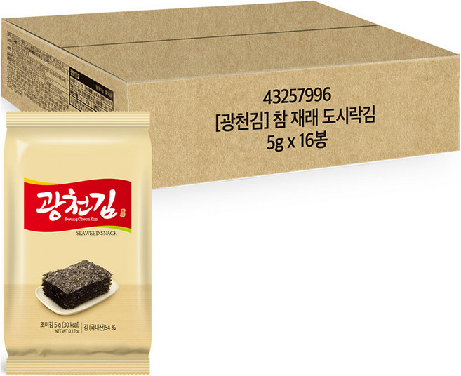 참 도시락김, 5g, 16개
