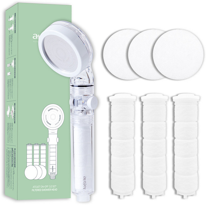 아토젯 온오프 샤워기 + 리필필터 바디 3개 + 헤드 3개 세트, 1개, 무향