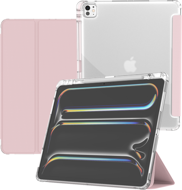 굿밸류 컬러뷰 애플펜슬 수납 태블릿 케이스, 핑크, 1개