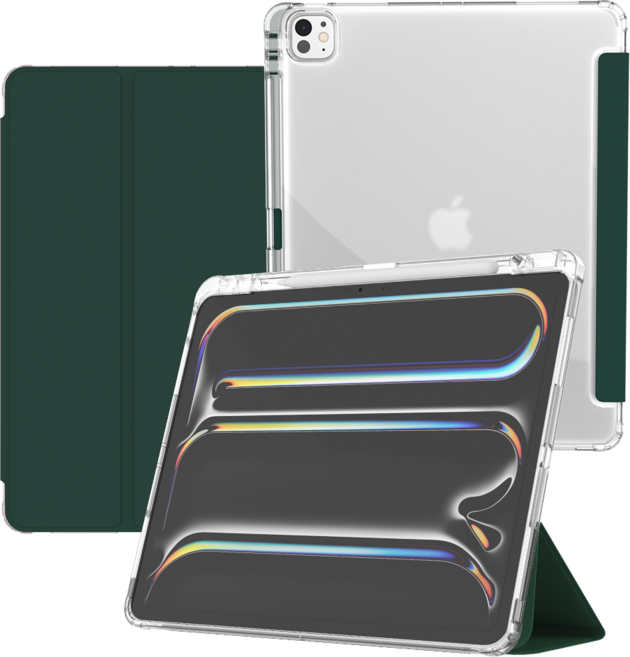 굿밸류 컬러뷰 애플펜슬 수납 태블릿 케이스, 다크그린, 1개