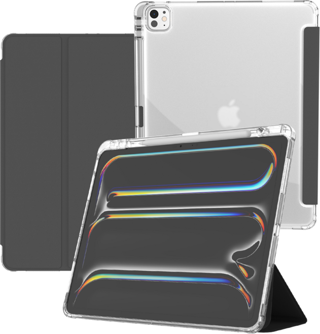 굿밸류 컬러뷰 애플펜슬 수납 태블릿 케이스, 블랙, 1개