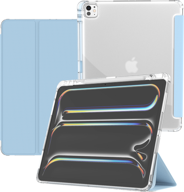 굿밸류 컬러뷰 애플펜슬 수납 태블릿 케이스, 블루, 1개