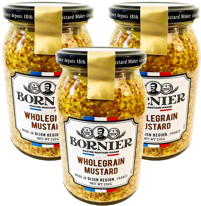 보르니에르 홀그레인 머스타드, 210g, 3개