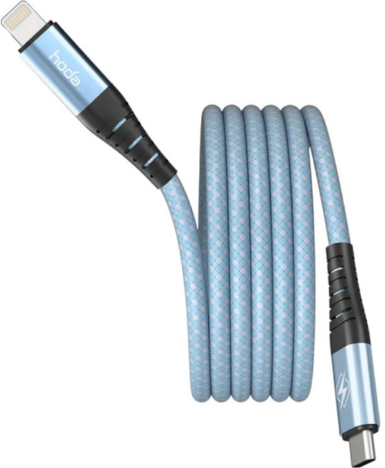 HODA 好貼 W3 USB-C to USB-C 磁吸收納編織快充線, 1.2m, 藍色, 1條