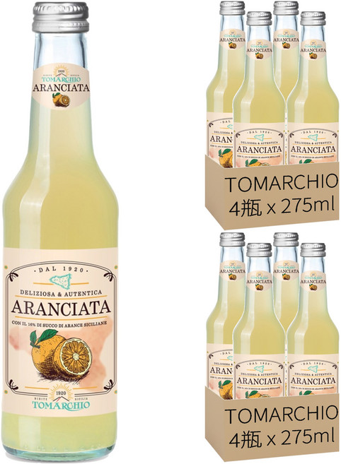 TOMARCHIO 柳橙 氣泡飲, 275ml, 8瓶