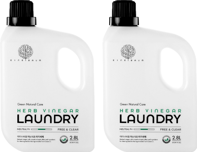 아이너바움 허브식초 아기세제, 2.8L, 2개
