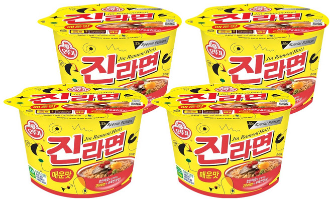 오뚜기 진라면 매운맛 용기 110g, 4개